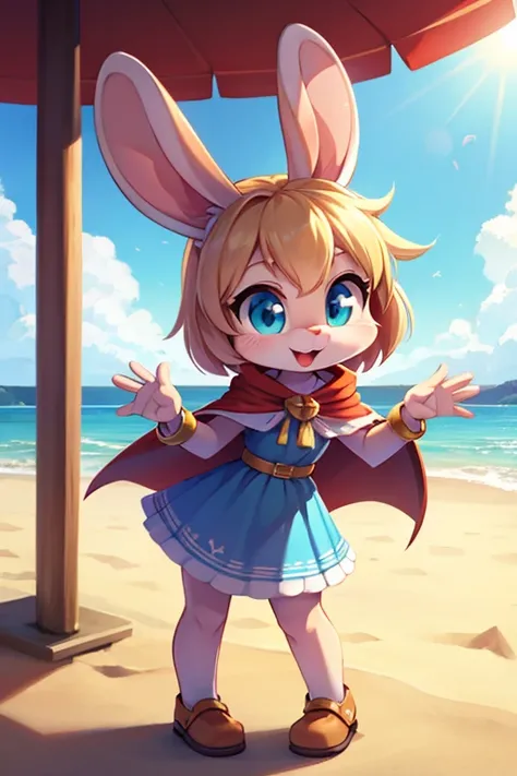 Female furry sara rabbit with Beach club cape may cafe dress tiny toons adventure style 