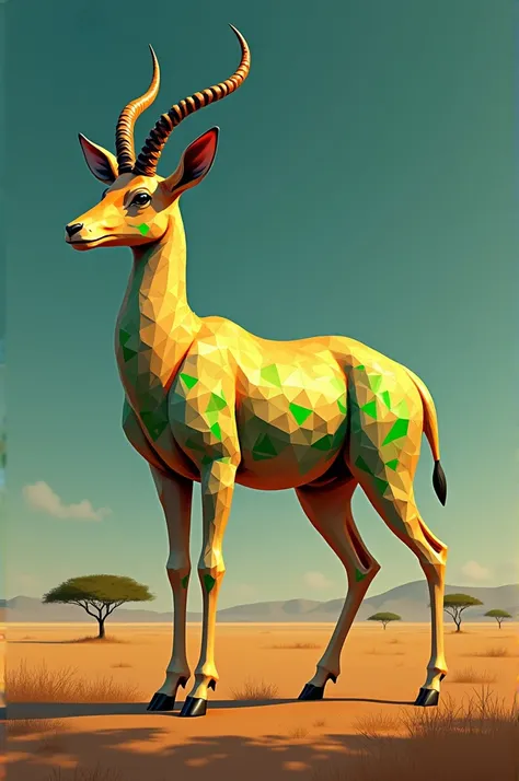 Springbok with gold and green design resembling crypto currency themese