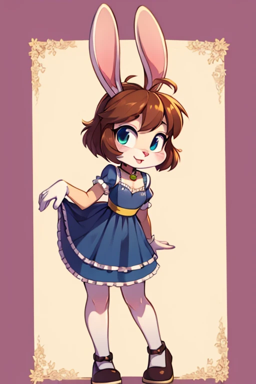 Female furry sara rabbit with Parisian dress tiny toons adventure style 