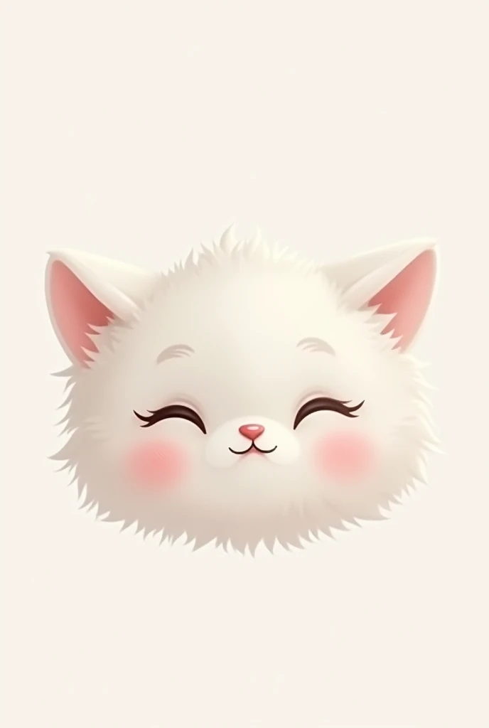 white cat face 　 icon　Soft and fluffy　smile