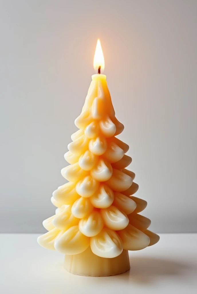 Product image, A Christmas candle, Christmas tree shaped candle, Lighted candles, (simple background, White background color)