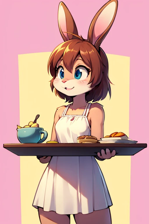 Female furry sara rabbit with Kitchens dinning breakfast dress tiny toons adventure style 