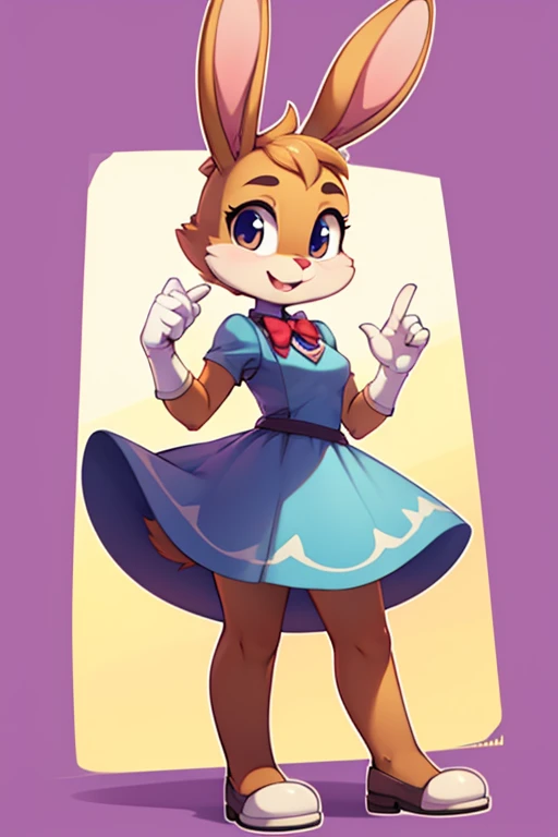 Female furry sara rabbit with Toontown dress tiny toons adventure style 