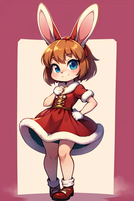 Female furry sara rabbit with Christmas dress tiny toons adventure style 