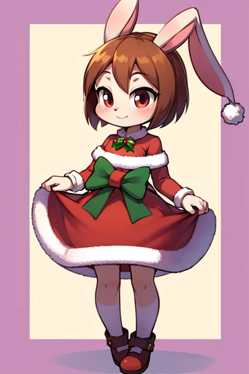 Female furry sara rabbit with Christmas dress tiny toons adventure style 