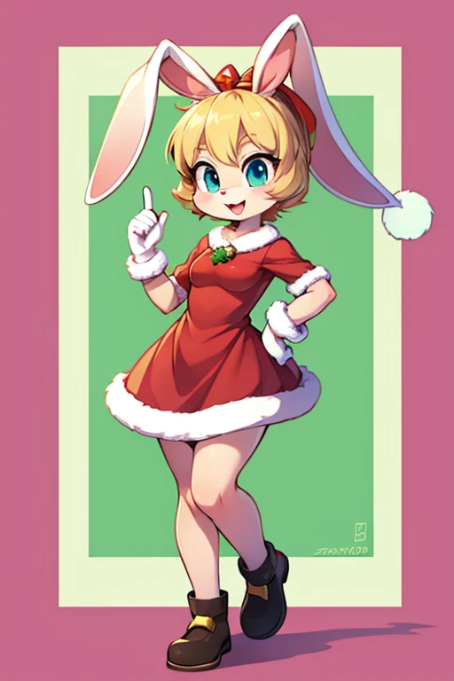 Female furry sara rabbit with Christmas dress tiny toons adventure style 