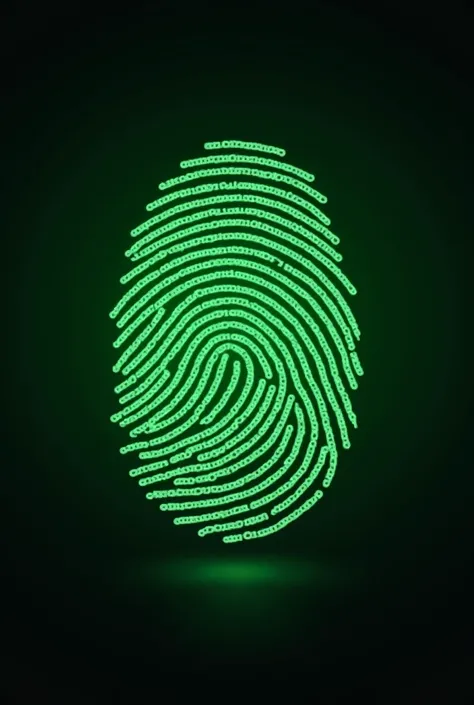 set of number arranged to form a digital thumbprint in green color with dark background 