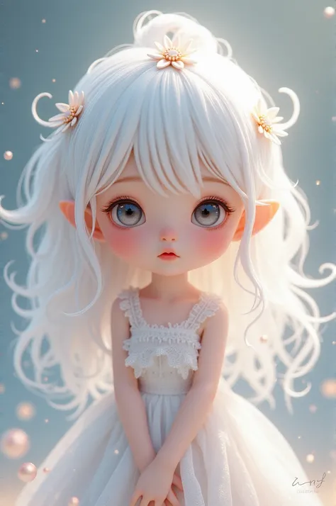 Cute  with white hair 