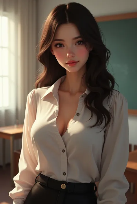 A sexy teacher with round puffy boobs 