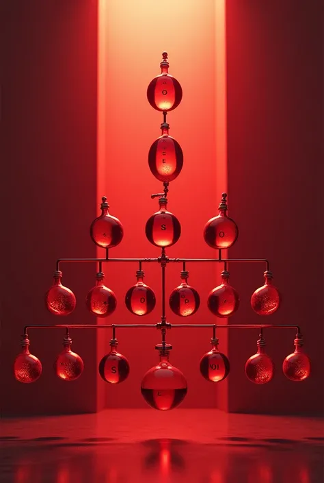 draw the company structure as chemical elements in red with each element highlighted