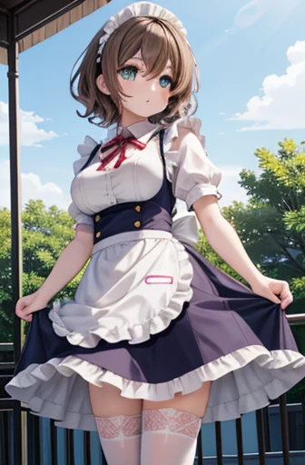 Nozomi Tojo, Kitojo ,  green eyes,  brown hair , short frizzy hair ,  Big Breasts ,   masterpiece  ,  top quality,  high definition ,  beautiful detailed eyes in atata,  extremely detailed face,  good lighting ,  CG in detail,  messy hair standing in the w...