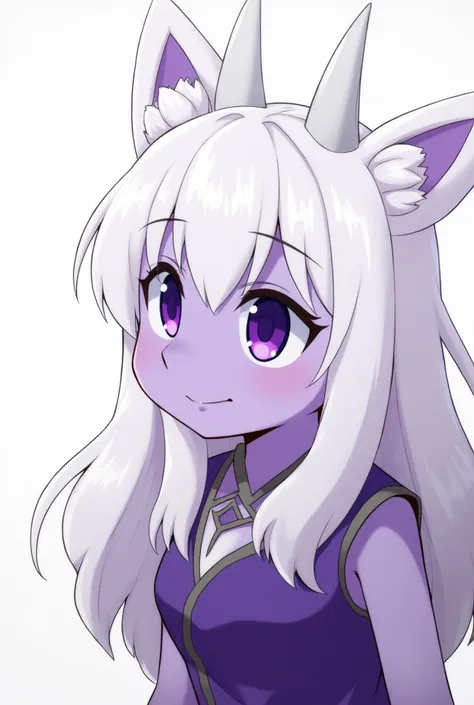 anime art of Kirin, Violet Eyes, purple face, White nose, White chin, Purple Body, White Hair, 2 white horns, femboy, Tengen Uzui Outfit, Side Character, Looking to the left:1.2), masterpiece, 4k, best quality, anime art, (anthro:0.1)