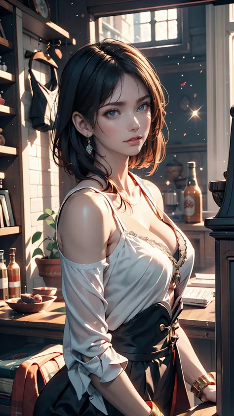  for work、Immerse yourself in the elegance and refinement of enchanting sparkling green eyes. Utilizing 3D technology and Octane rendering at 8K resolution、Her detailed face is rendered in a hyper-realistic way。.  exquisite, sharp detail and smooth renderi...