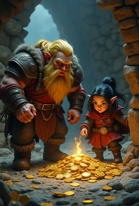  Dwarf blond and gnome girl ( dark hair) stealing gold 