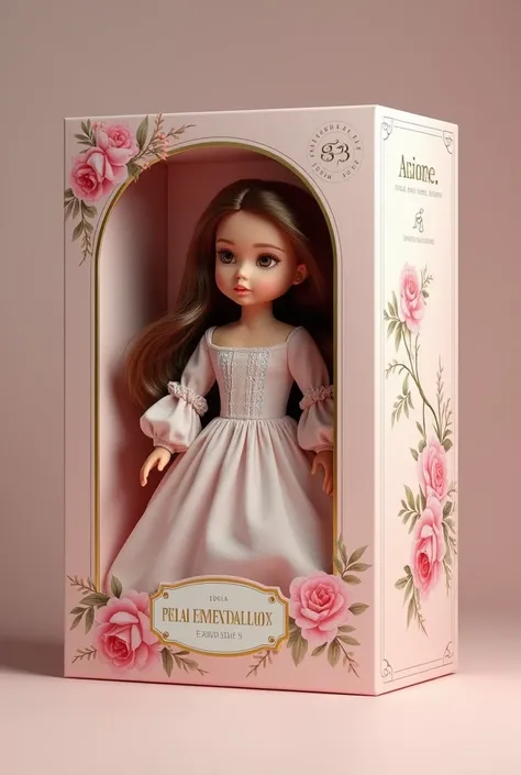 (best quality, 4k, 8k, high resolution, masterpiece: 1.2), ultra detailed, (realistic, photorealistic, photorealistic: 1.37), professional photography.A highly detailed and realistic doll box design. The box is sleek, modern, and premium, with a transparen...