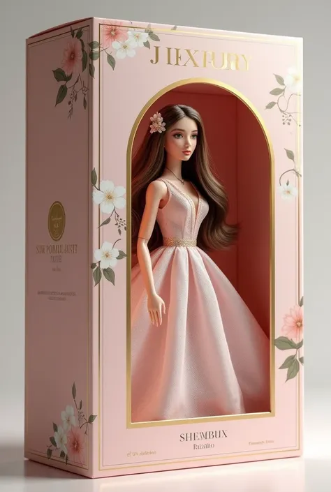 (best quality, 4k, 8k, high resolution, masterpiece: 1.2), ultra detailed, (realistic, photorealistic, photorealistic: 1.37), professional photography.A highly detailed and realistic doll box design. The box is sleek, modern, and premium, with a transparen...