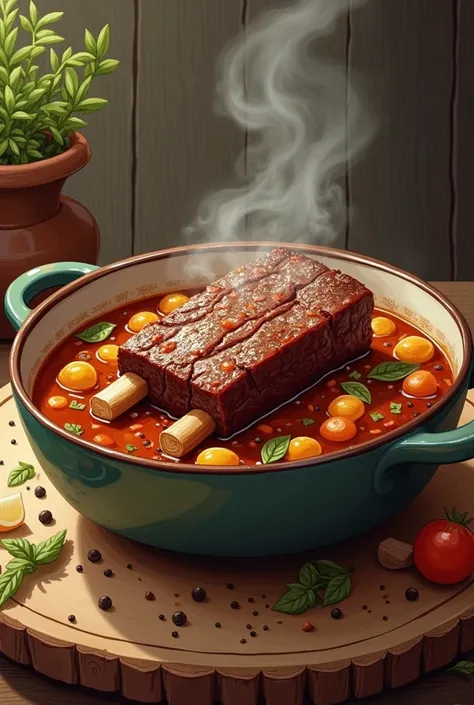 Illustration of meaty rib soup