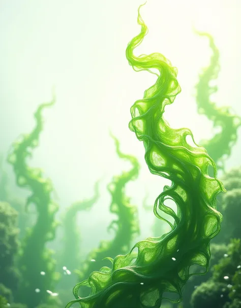 Hi! I need a picture of a plant. The underwater algae is green in color. The algae should be realistic and on a white background.