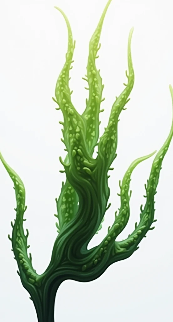 Hi! I need a picture of a plant. The underwater algae is green in color. The algae should be realistic and on a white background.