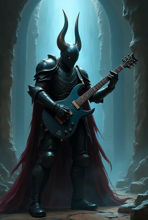  Knight from hollow knight playing on electric guitar 