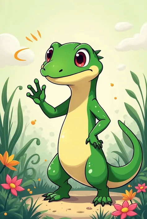 Sasho the salamander is calling; beautifully; cartoon; mewing; sigma male; 