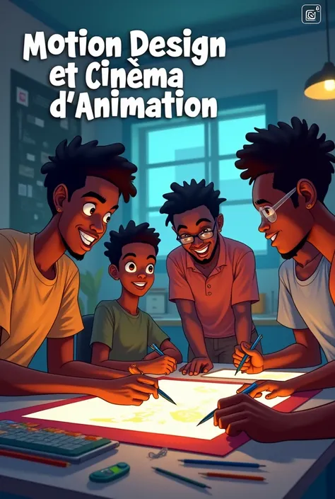 Je peux avoir une image détudiants africains en motion design et cinéma danimation avec écrit motion design et cinéma danimation quelque part 