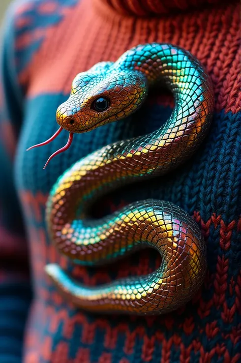 Create a colorful snake logo on top of a sweater