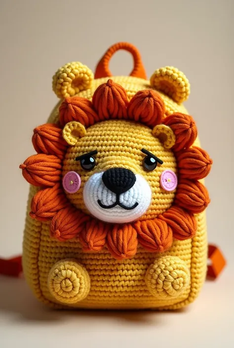 Personalized lion crochet school backpack