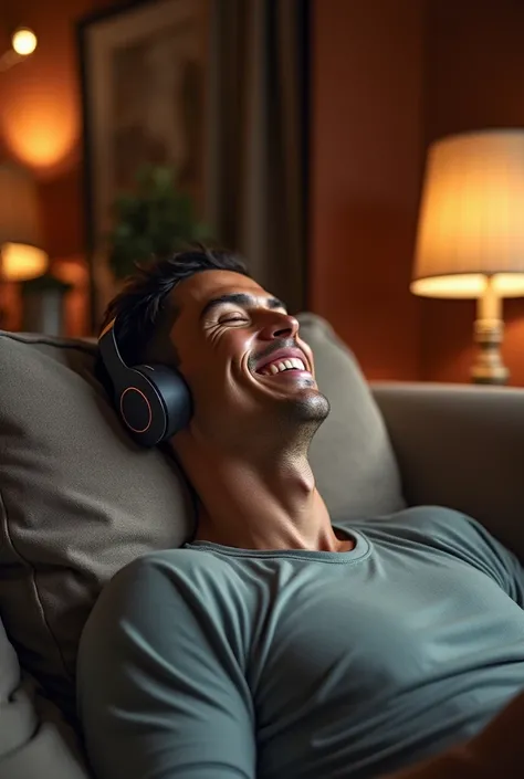 Cr7 happy at home listening to Jbl speaker