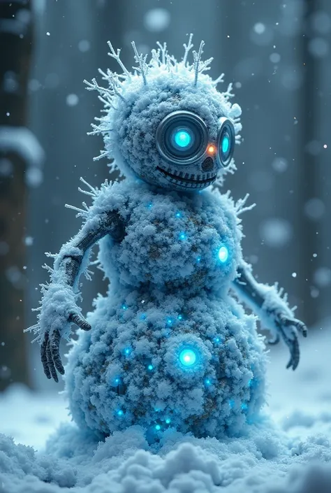 Neural network snowman, made of lasers, electronics, mechanical components, painting by Peter Mohrbacher and Luis Royo, 4k, unreal engine, trending on artstation, photorealistic --style raw --quality 2 --ar 9:16