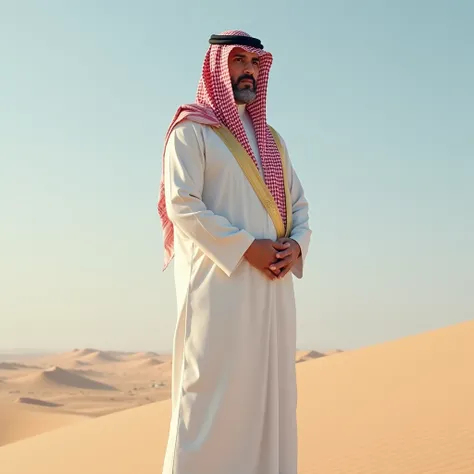 Saudi man placing his hands on his stomach