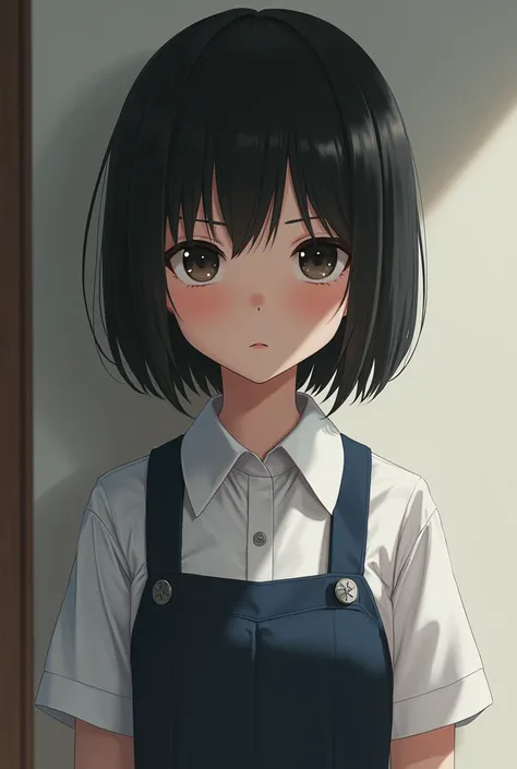 Realistic　Japanese middle school girl　In uniform　 with a serious gaze