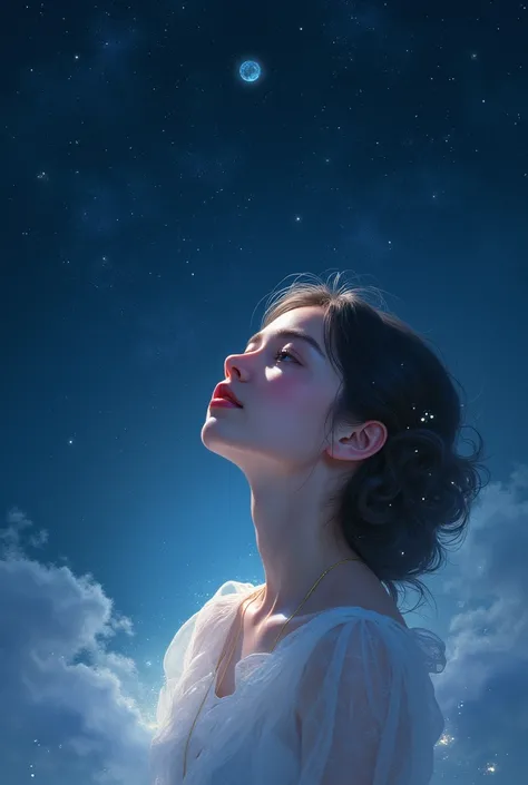  beautiful girl。 starry sky 