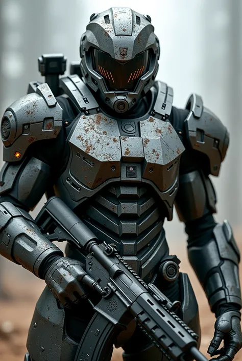  Soldiers in power armor ,  the armor is covered with scratches ,  as well as made of extremely durable material in the form of nano particles , quantum particles , , the metal of the armor power frame consists of chrome-plated titanium ,  helmet shaped li...