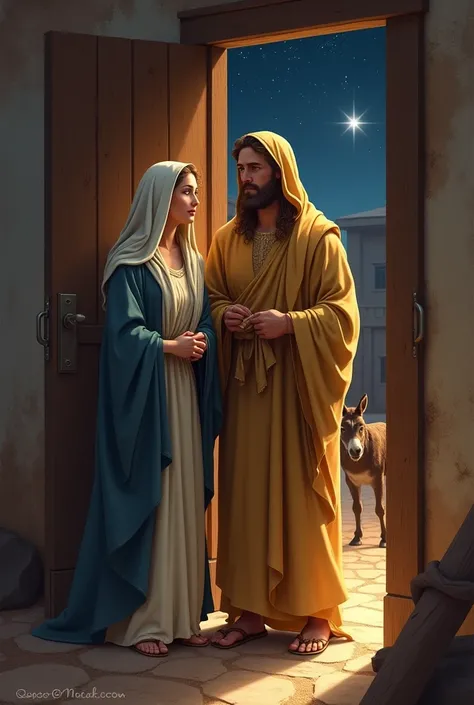 Mary and Joseph welcom at the door