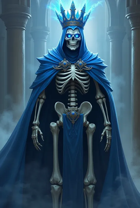 The Patriarch of Skeleton Bridge with a blue crown, the king of skulls, has blue eyes, and a transcendent person who leads all skeletons.