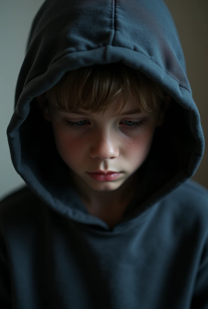 Image of boy wearing hoodie facing face