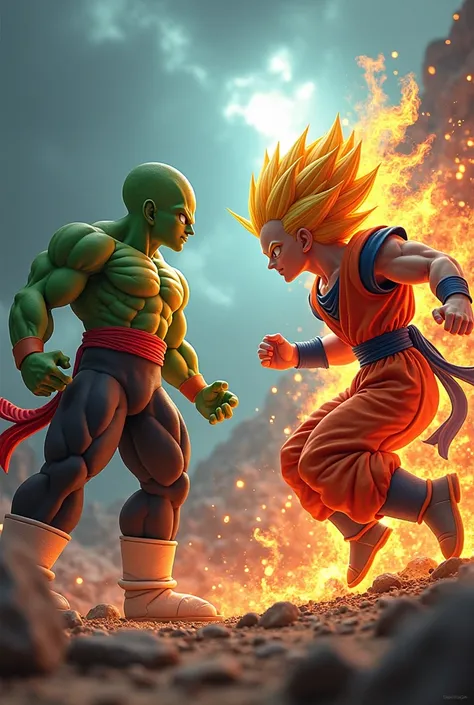 Dragon ball z piccolo and super sayan gokou with a 3D name that spells out ACE