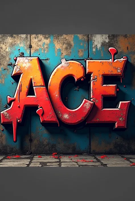 a 3D name ACE written in graffiti