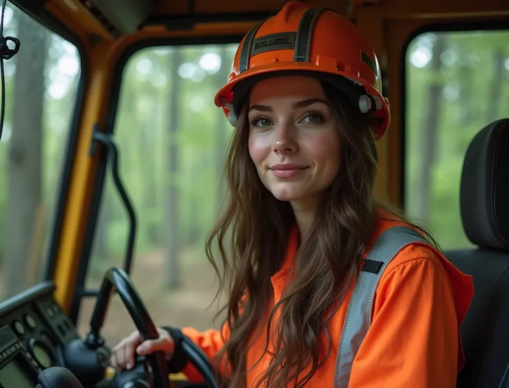  Undressed underneath walking in the woods Piloting underground mine excavator,In the instructors lap,  Mining  ,((seduction)), girl, (sex, milf (mature mother)) sex ,((  Big breasts  )),  work uniform ,Open Sky Mine Only Wearing Sex Vest