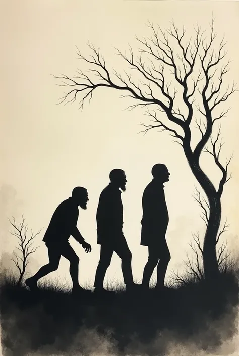 Generate a simplified charcoal image of Darwin and Wallaces theory of evolution