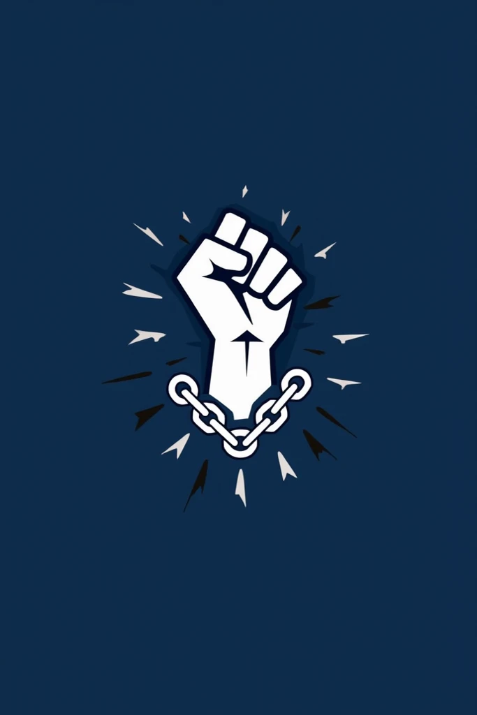 A logo design for "UNIDAD DE TRABAJADORES SINDICALISTAS DE PANAMÁ". The logo features a broken chain with a fist emerging from the link. The chain is wrapped around the fist. The fist is clenched and is raised above the chain. The background is a deep blue...