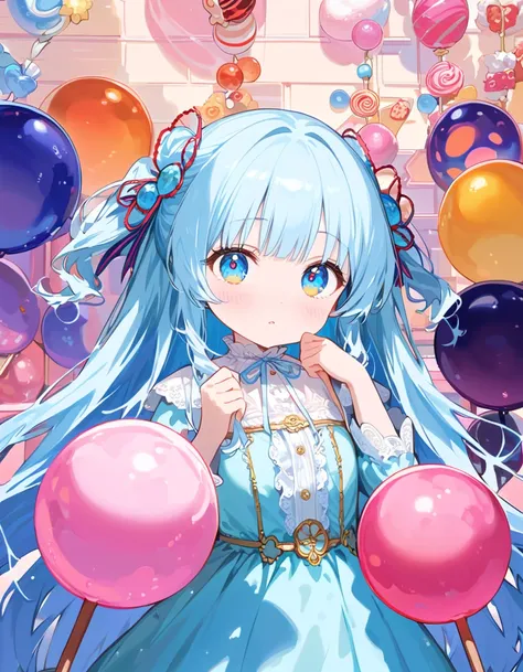 masterpiece, best quality, extremely detailed, (illustration, official art: 1.1), 1 girl, (((light blue long hair)))), ((( long hair))), light blue hair,, long hair ((blush)) , cute face, big eyes, masterpiece, best quality, (((a very delicate and beautifu...