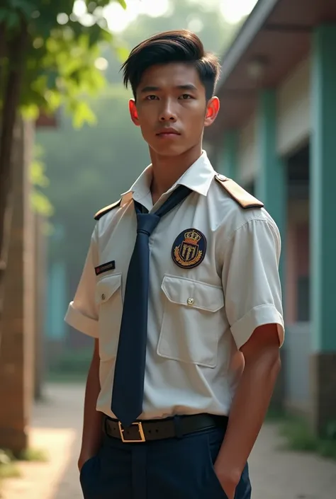 guy wearing high school uniform Indonesia back