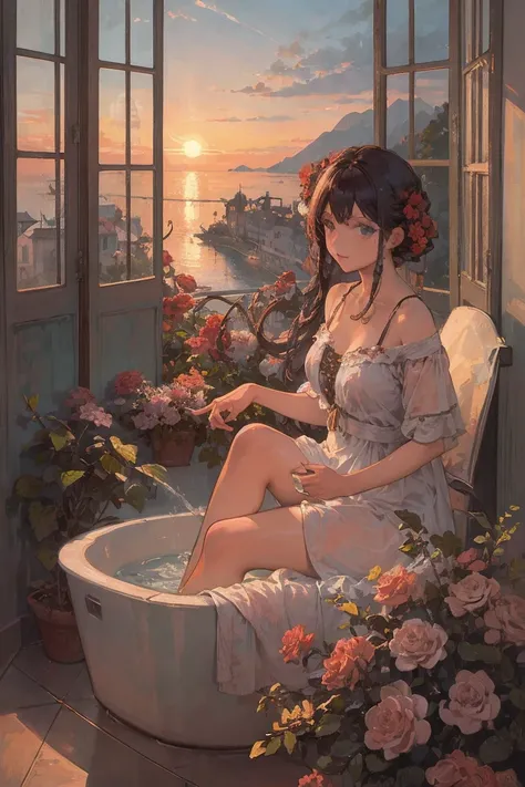   good morning ,   queen  , Brazil,   Italy,  bathroom, clean,   Window  , Red rose wave,   sunrise,  Breathtaking scenery   