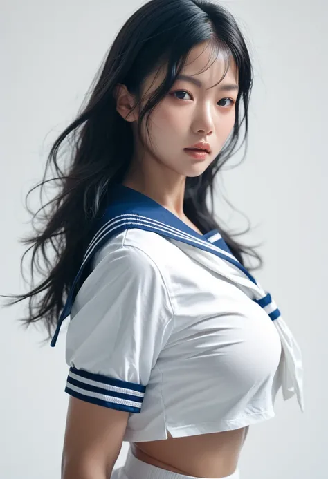 Asian,black hair,black eyes,long hair,busty,sailor suit