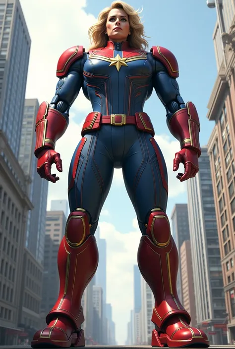 I want to create a realistic giant robot of this character "captain marvel"