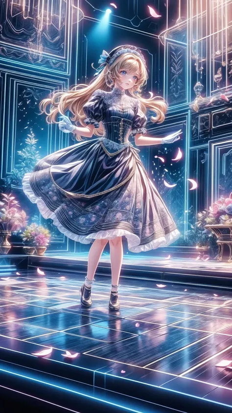 ,  full body view,  Head to Toe Composition, (  masterpiece  ), ( top quality),  Victorian Girls Illustration  、cute girl、Anime、 1. **Low Fashion**:  Victorian Fashion  、 It features a gorgeous and elegant design 。Ruffles and lace、  corset 、  Incorporating...