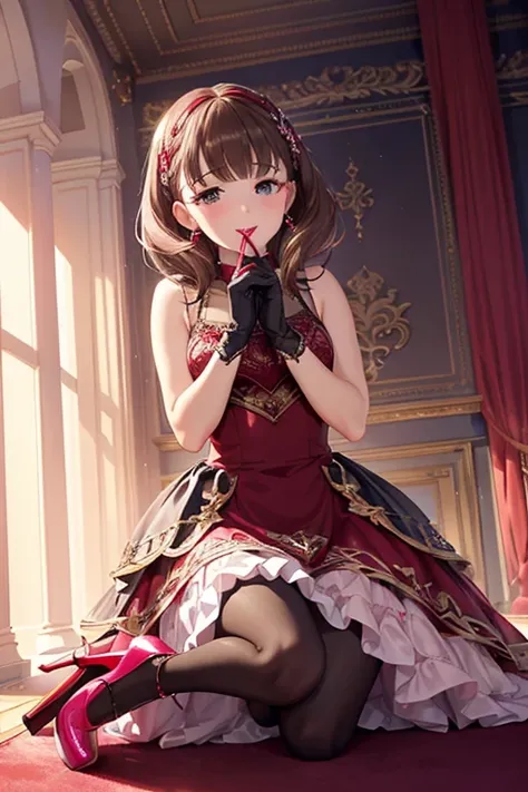  shiny brown hair ,  short hair, ( beautiful brown eyes、  Sparkling Eyes  , fine grain)、smile、 ultra-detailed eyes sandwiched between columns、 very detailed顔,  very detailed目,
( one girl, Alone, Alone),
 ((Alone, ( 1 Woman ,  Im putting in pink lipstick,),...