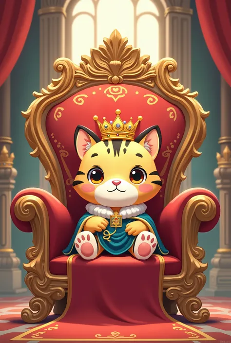 Chibi cartoon
TIGER DOLL
Sit on the kings seat
Wear a royal dress
With a royal crown
In the palace
Japanese Anime Picture Style